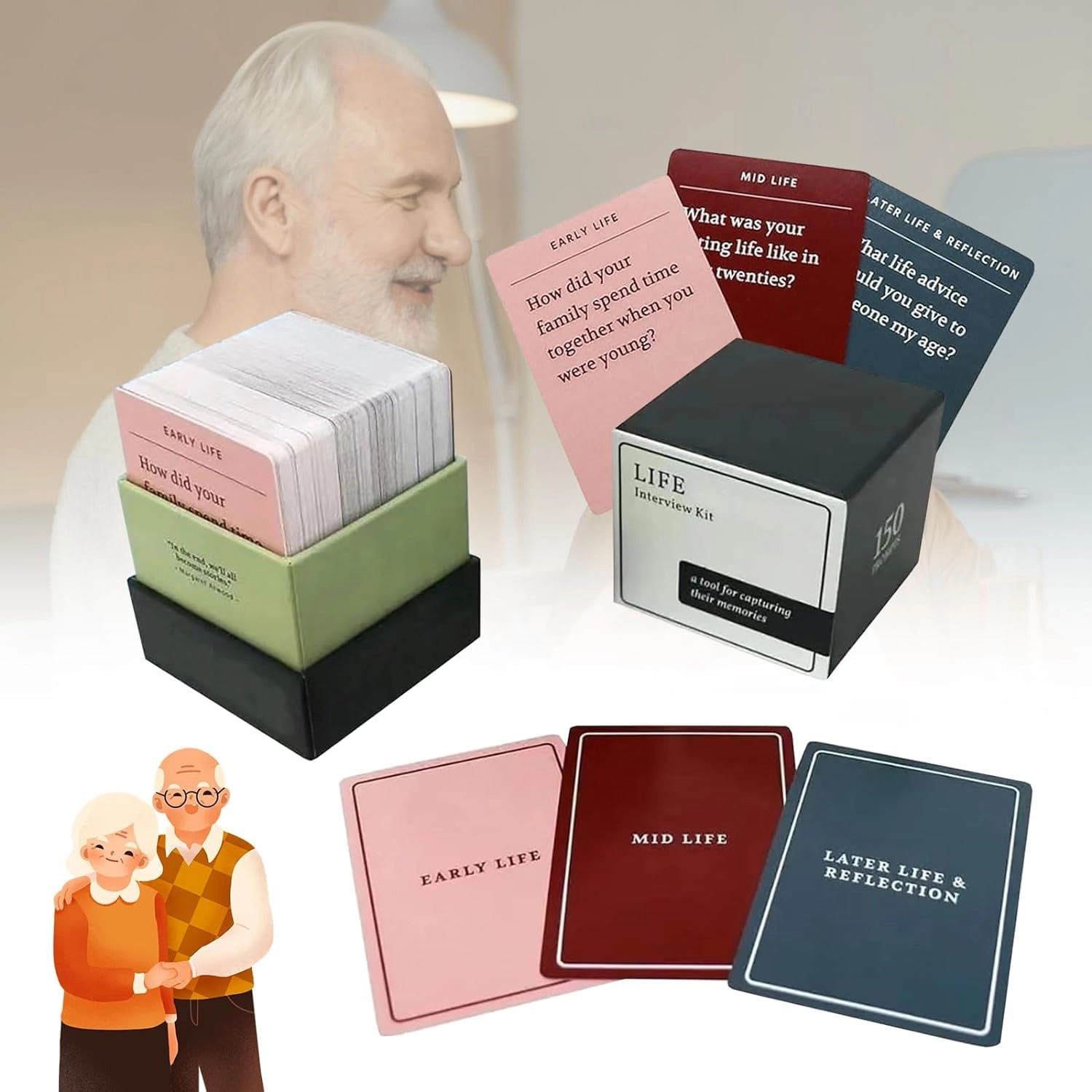 LOPOTION Life Story Interview Kit - 150 Cards Adult
