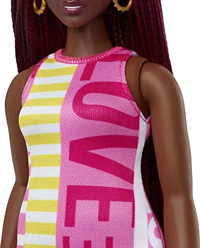 Barbie Fashionistas - Plastic Female Curvy Crimson Braids Sleeveless Love Dress Ages 3+