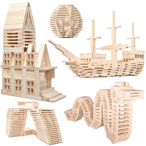 Wooden Plank Building Blocks - 200 pcs