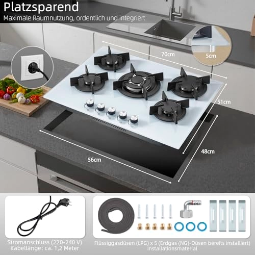 YY-GHE705C2W Gas hob