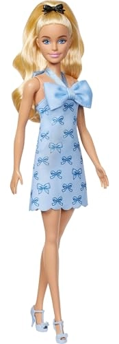Barbie Fashionistas - #237 Wavy Blonde Ponytail Blue Bow Halter Dress
