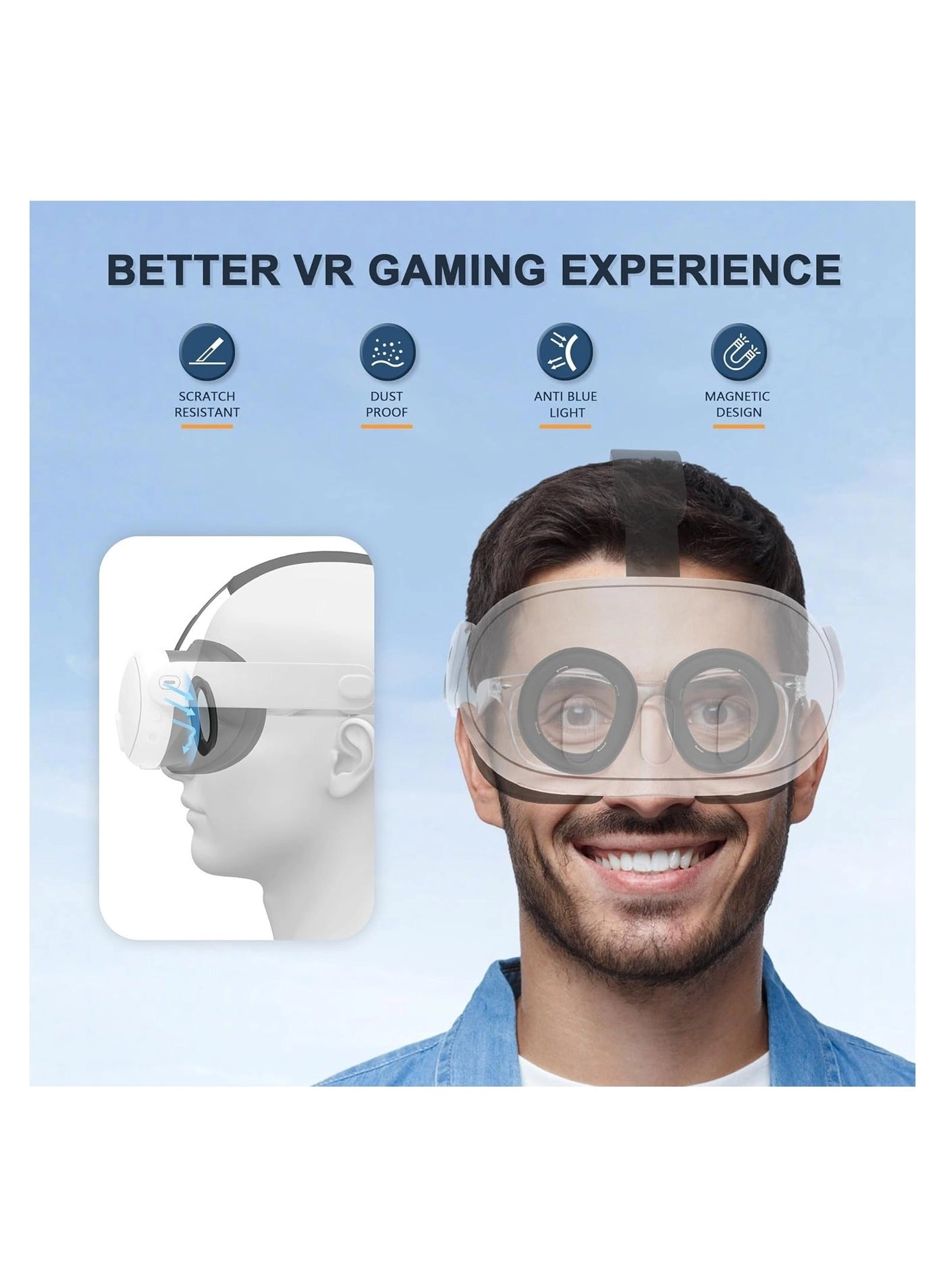 Lens Protector Cover + Glasses Spacer + Blue Light Blocking Glasses