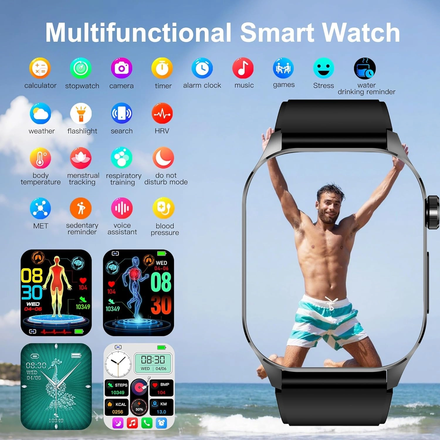 Advanced Health Smartwatch - Real-Time Monitoring Always-On Display