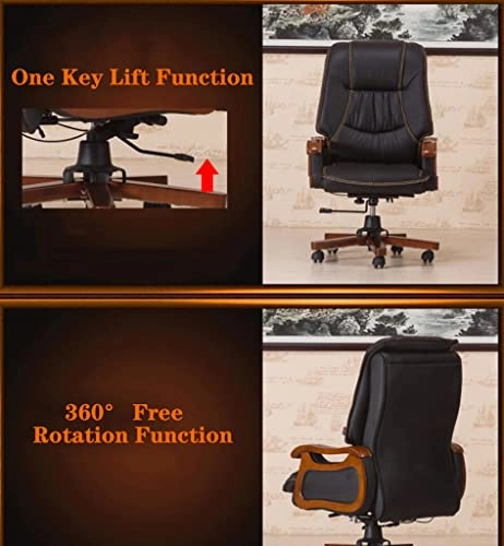 Desk Chair - PU Leather Brown High Back