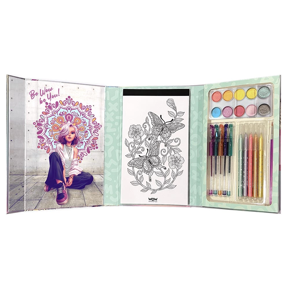 Mandala Art Kit - 40 sheets 5 glitter markers 5 glitter gel pens 10 glitter watercolors