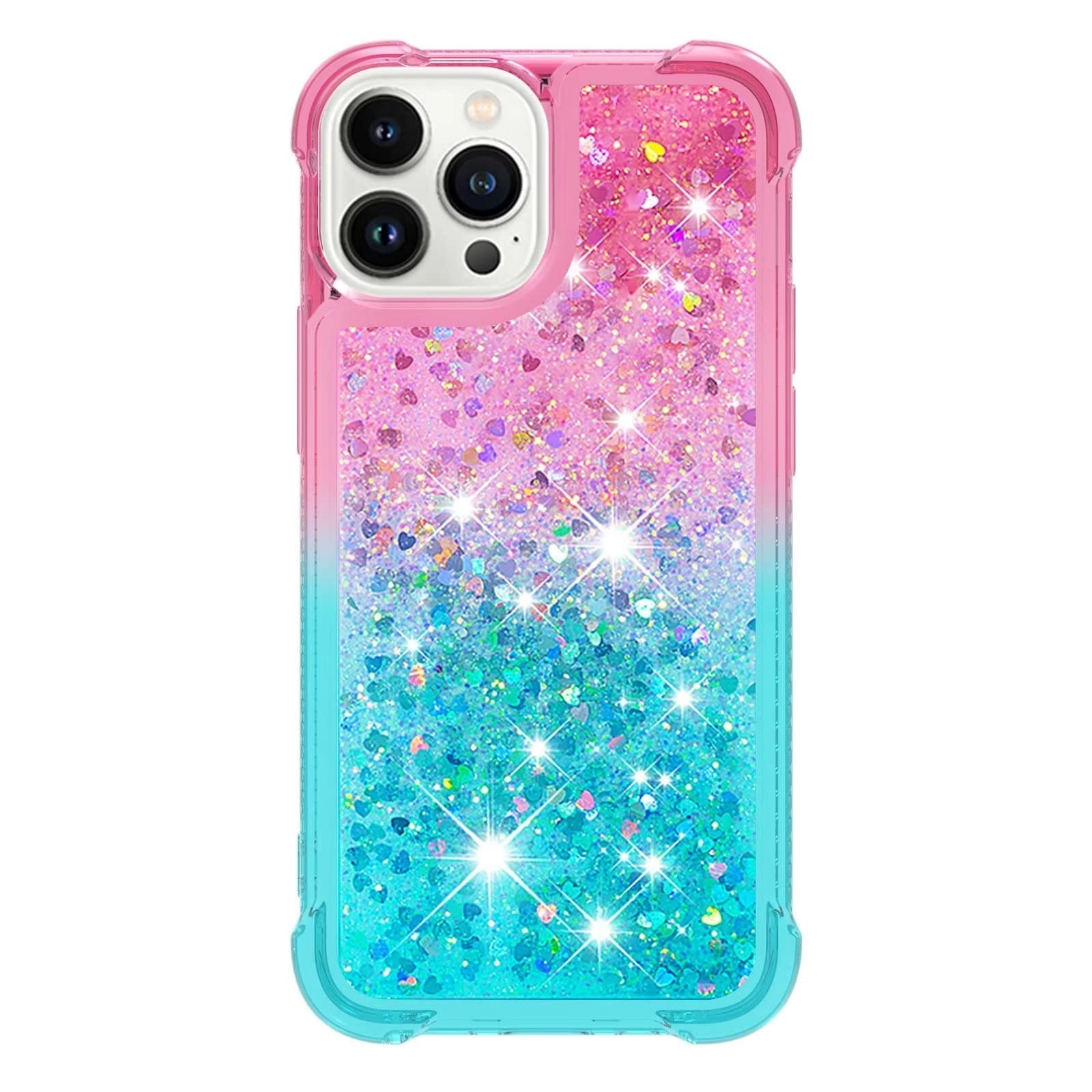 TTVV Glitter Moving Quicksand Flowing Cover TPU Silicone Bumper for iPhone 14 Pro