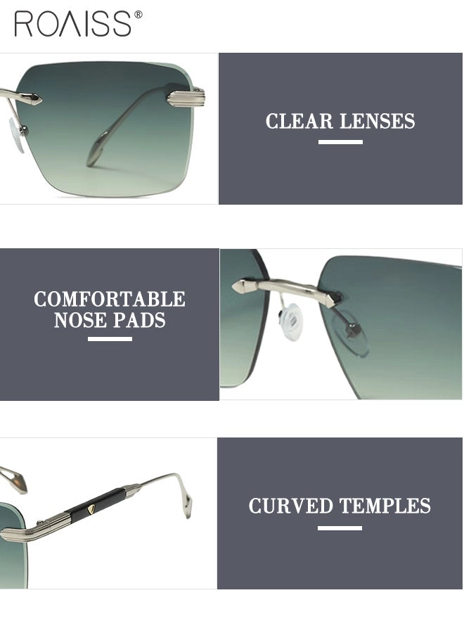 Square Frame Rimless Sunglasses - 57mm Green