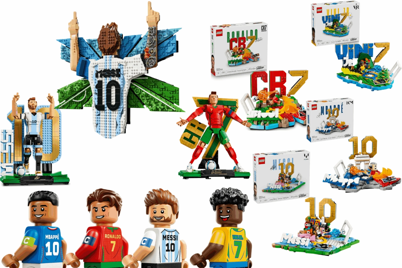 LEGO sets of Messi, Ronaldo, Mbappé and Vini Jr join the LEGO Editions theme for the World Cup!