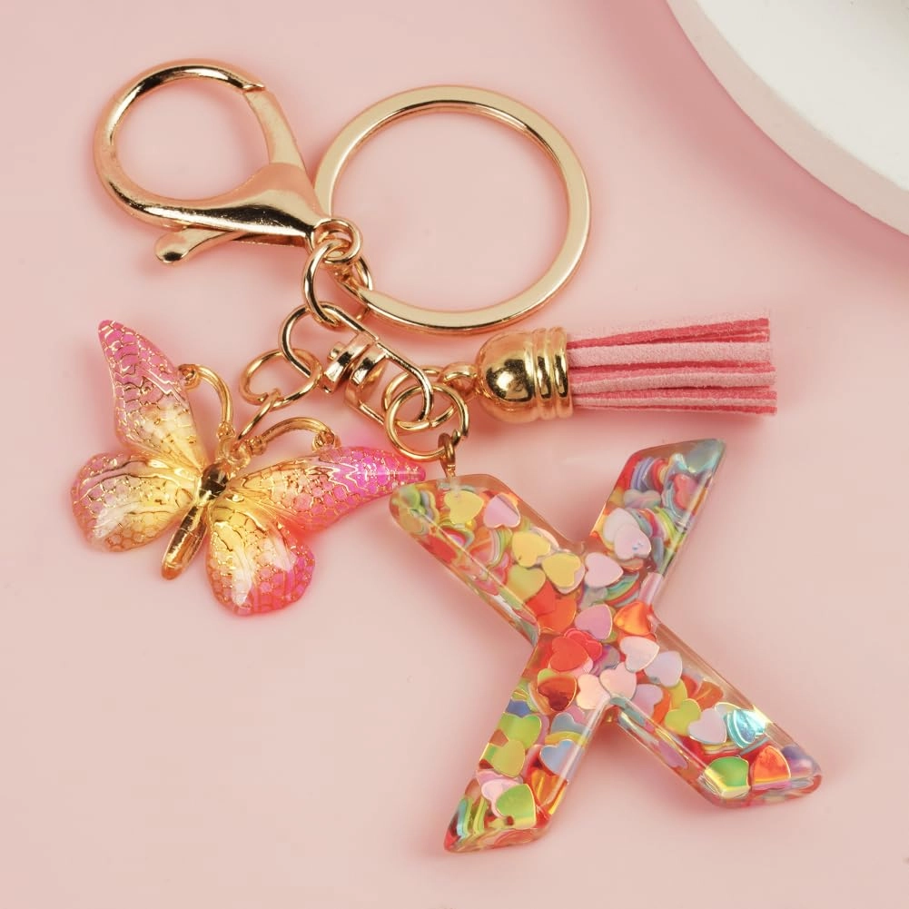 Initial Letter Keychain - Butterfly
