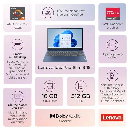 (Renewed) Idea Pad 3 - 15.6'' 512GB 16GB Ryzen 7