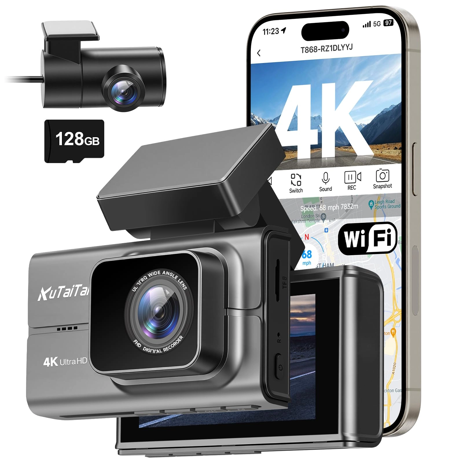 kutaitai Dash Cam - 4K 2K 30 fps