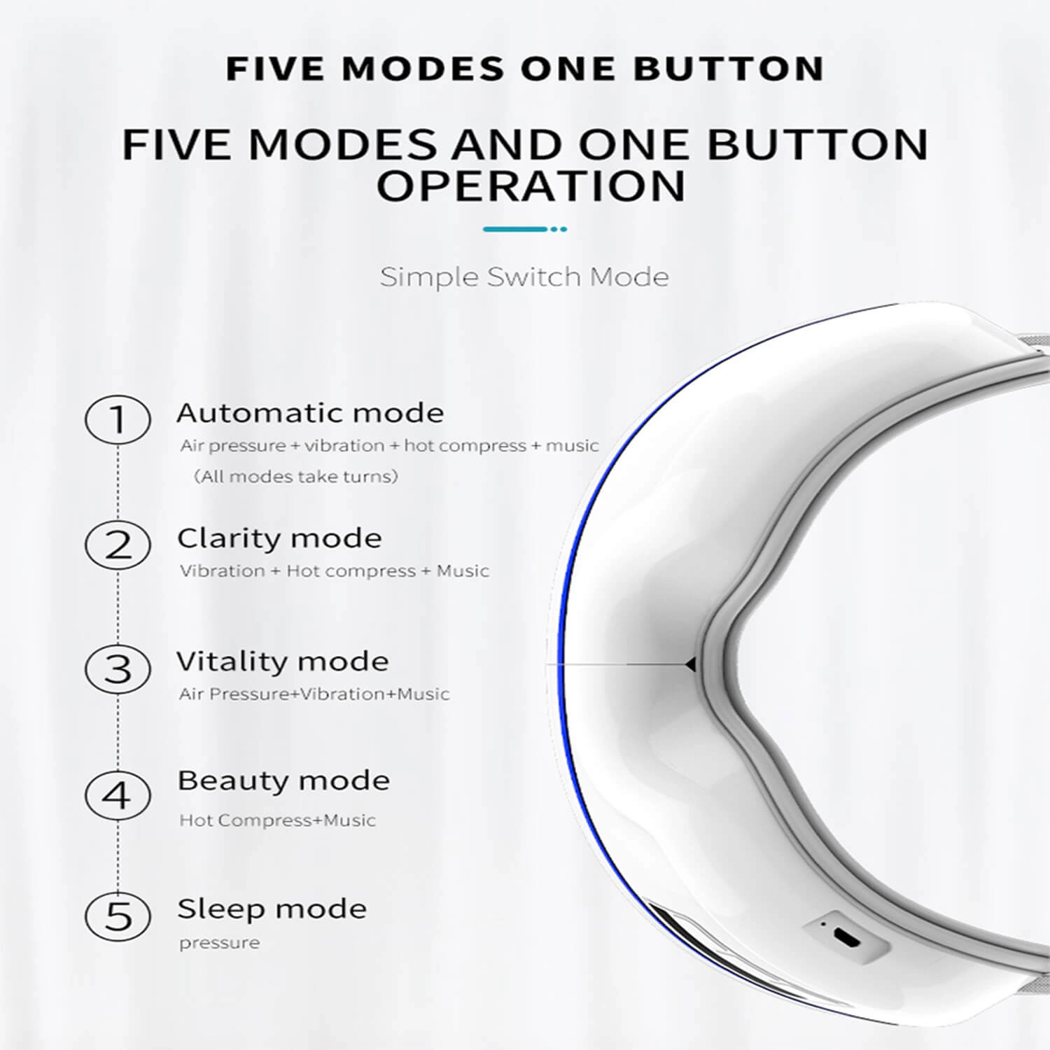 Smart Eye Massager - Heat Compress Vibration Bluetooth