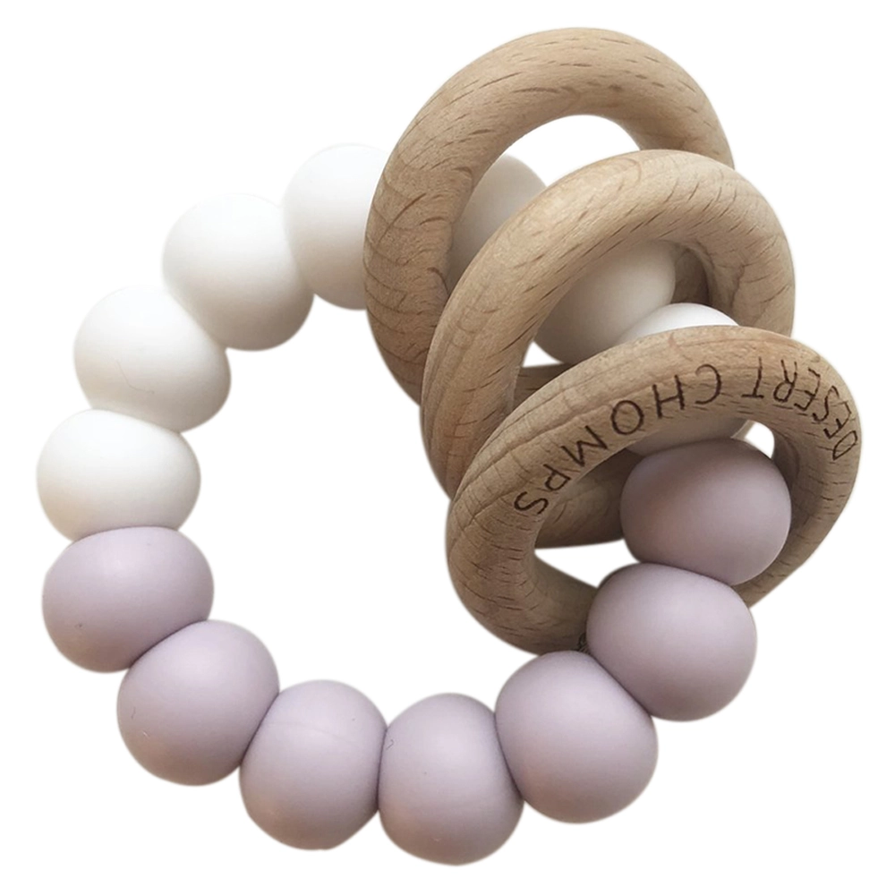 Trio Rattle Teether - Beech Wood soft silicone