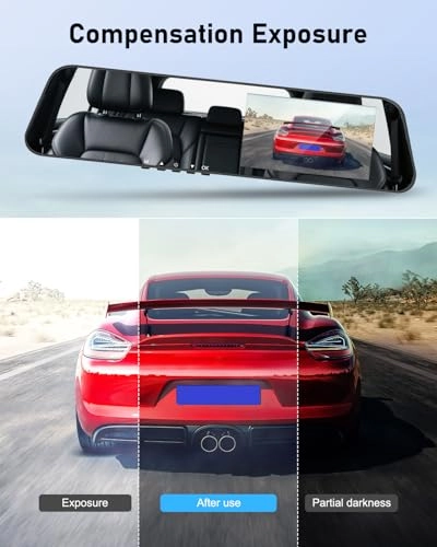 Front and Rear View Mirror with Camera - 1080p