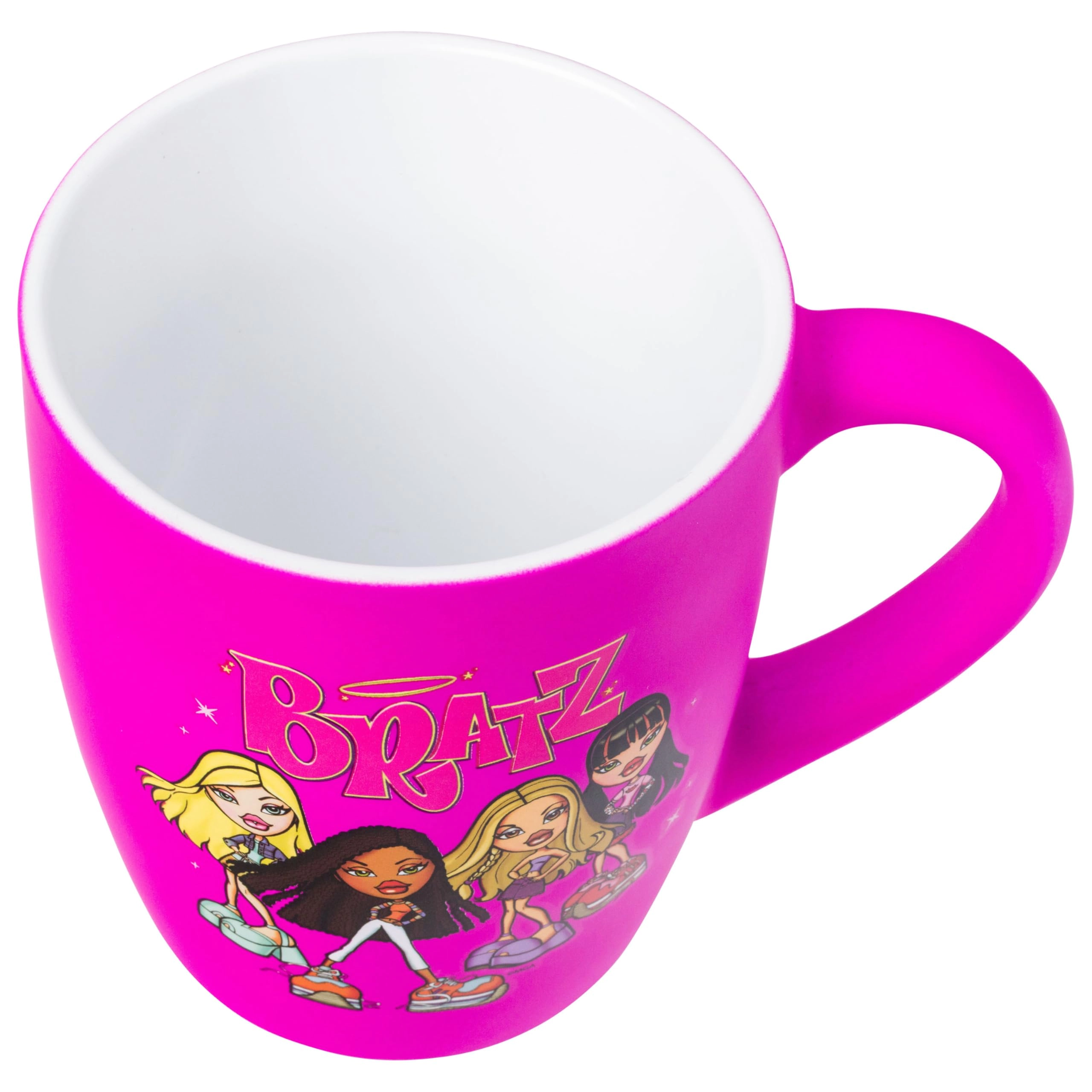 Bratz Four Dolls Ceramic Mug - 1 pcs Soft Touch Pink Stars