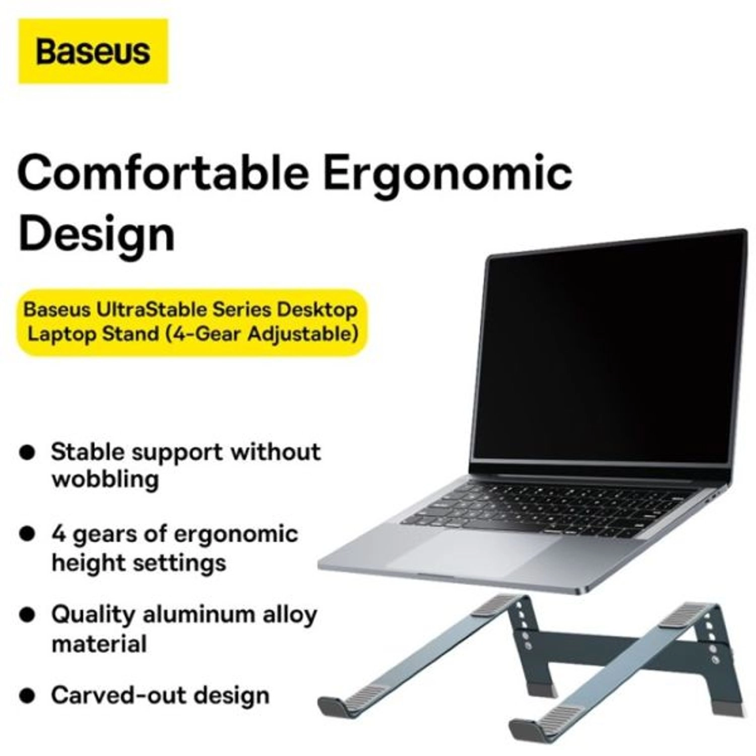 UltraStable Series Desktop Laptop Stand - 4-Gear Adjustable Non-slip Silicone Pads