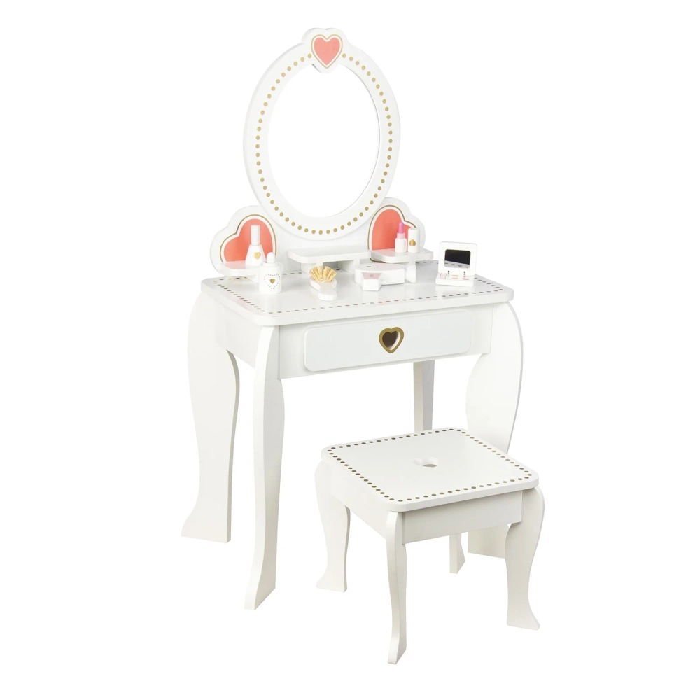 Little Angel Kids Wooden Vanity Set - mirror stool accessories (5551007-W08H102B)