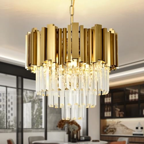 Modern Gold Crystal Chandelier - 40 cm E14