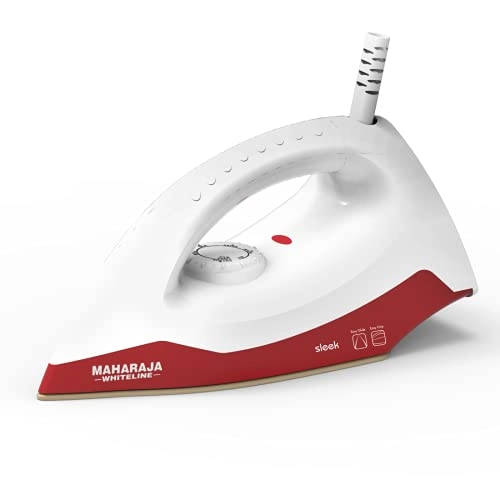 Sleek Plus Dry Iron - 1000 Watt White and Red