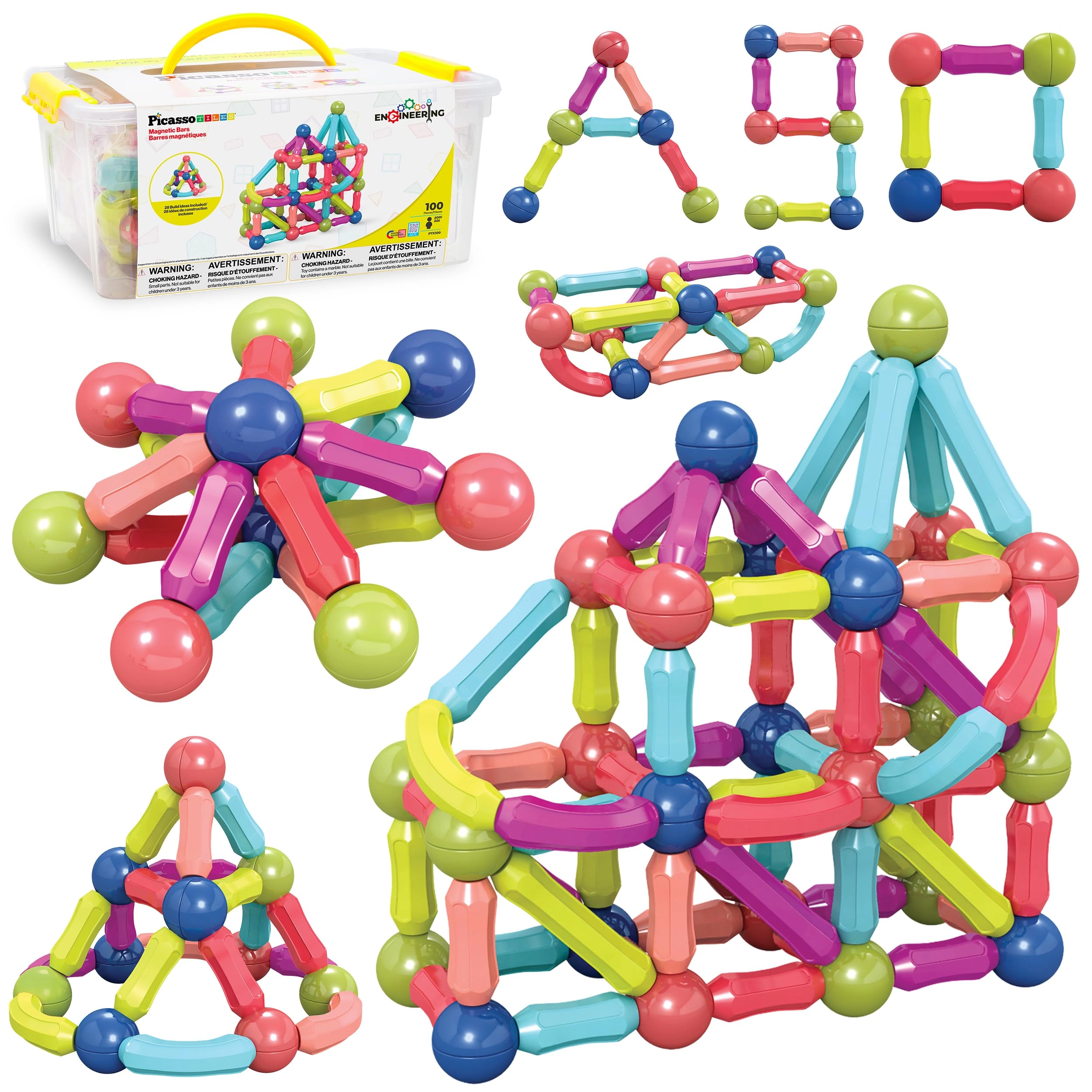 PicassoTiles Magnetic Stick Building Block - 100pcs