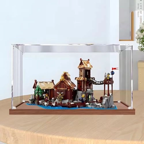 Acrylic Display Case for LEGO 21343 Vikinng Valleey - 3MM thickness Wood color