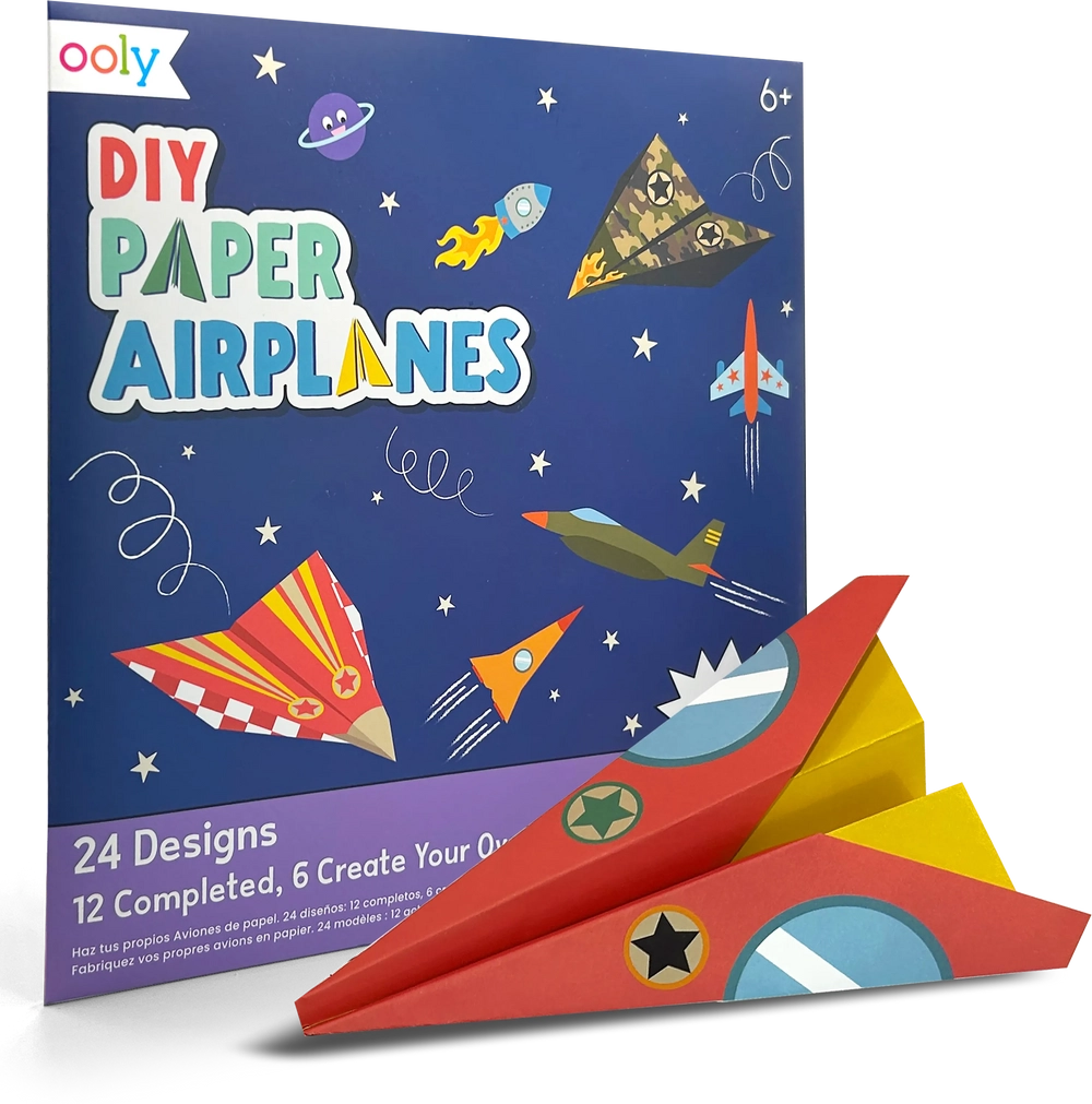 Paper Airplanes Activity Kit - 12 ready-made designs 2 sticker sheets