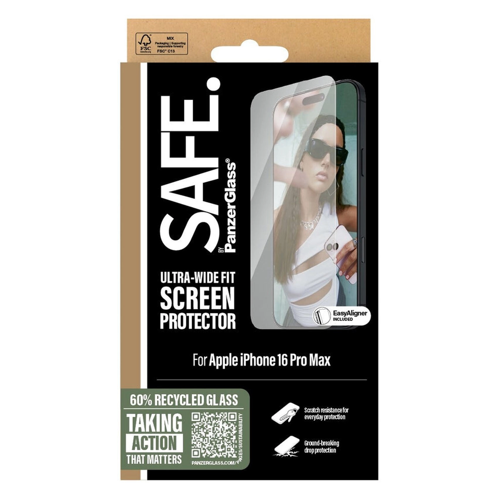 PanzerGlass Ultra Wide Clear Tempered Glass Screen Protector for iPhone 16 Pro Max
