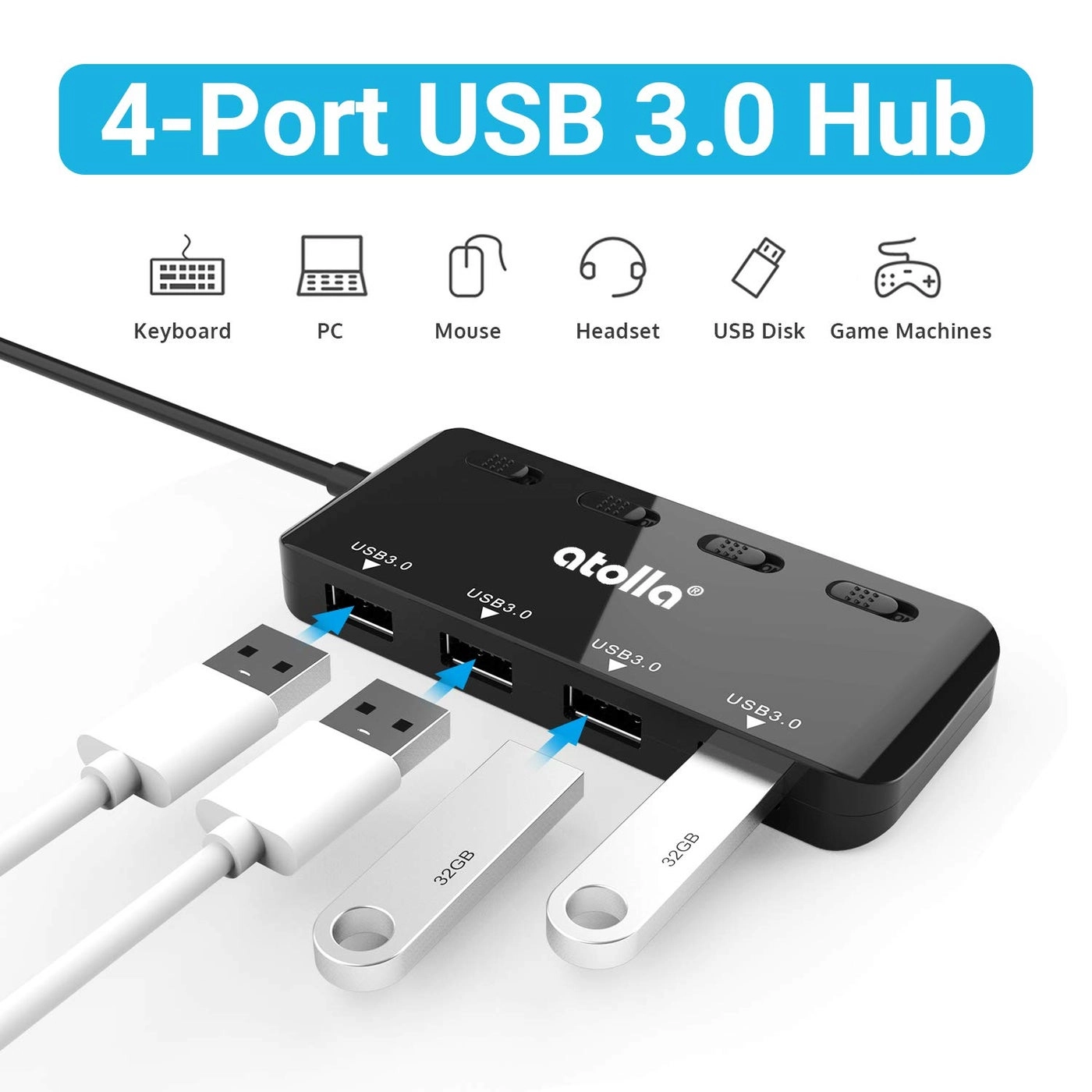 USB 3.0 Hub - 4-Port 5V/3A Adapter