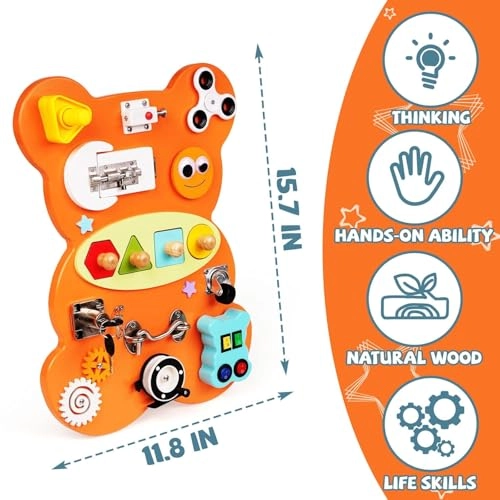 Bear Shaped Montessori Wooden Busy Board