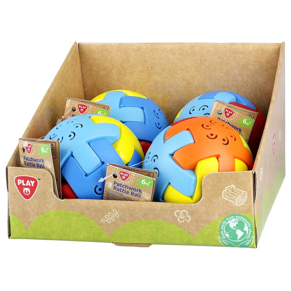 Play&Go Patchwork Rattle Ball - 6 months Bio-Based Plastic 4pcs