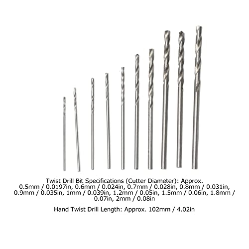 Hand Twist Drill - 11 piece High Speed Steel 0.5mm-2mm