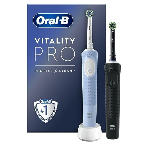 Vitality Pro - 2x Electric Toothbrushes 2 Brush Heads Black/Blue