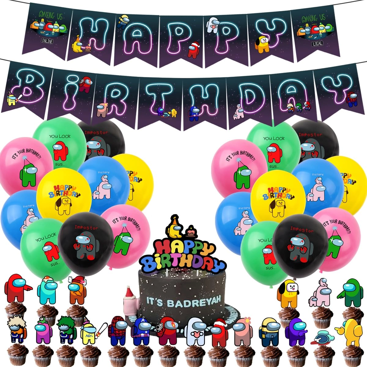 Senidea Among Us Game Birthday Party Decorations - 1.0 Count Birthday