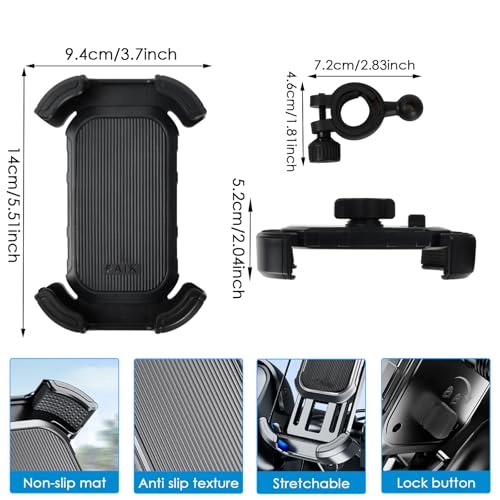 Universal Motorcycle Mobile Phone Holder - 360° Rotatable Fits 4.7-6.8 Inch