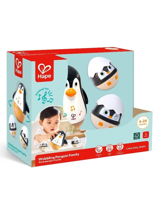 Hape Wobbling Penguin Family Musical Toy Set - 6 months to 24 months 3 Pieces