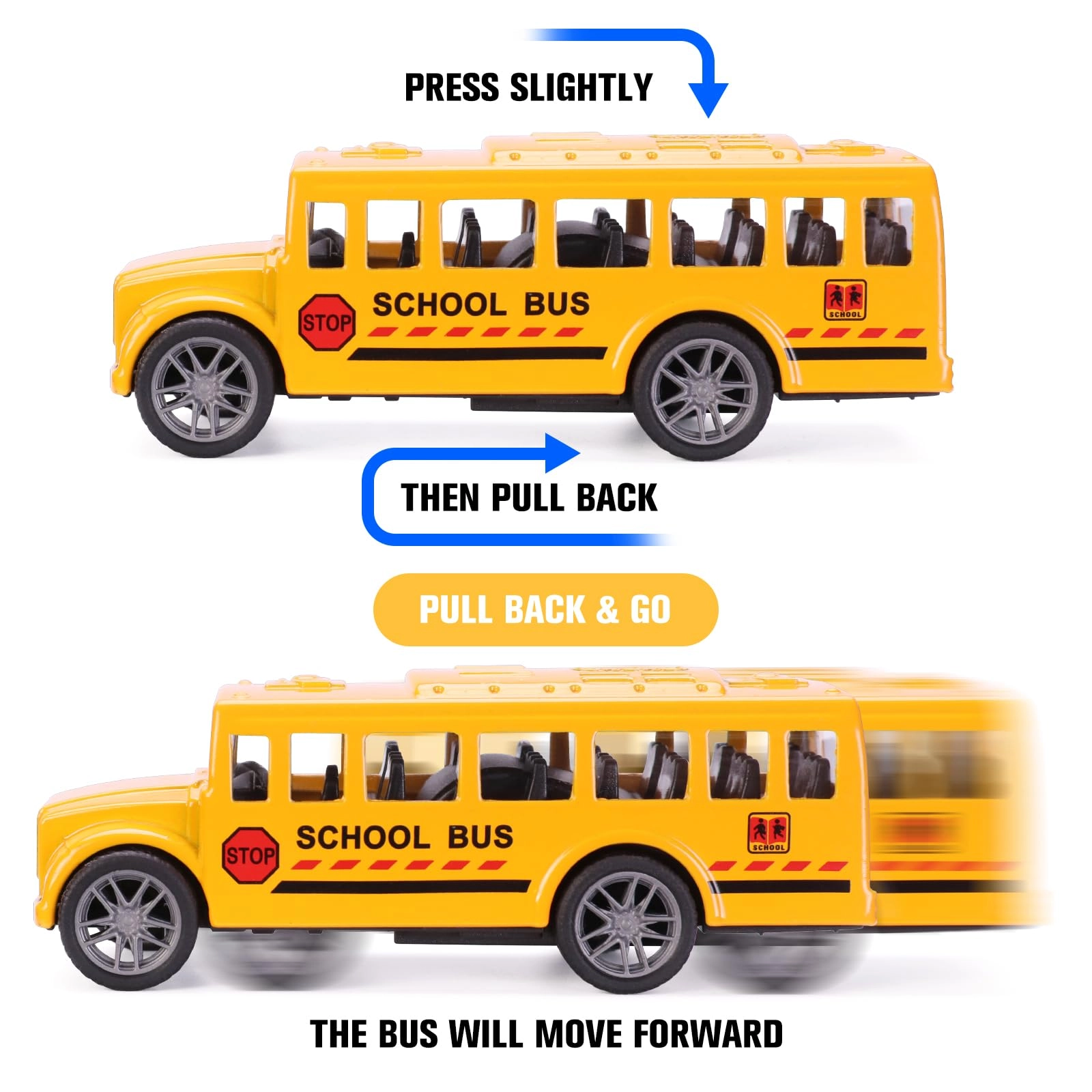 Pull Back School Bus Toy - 12 Pack