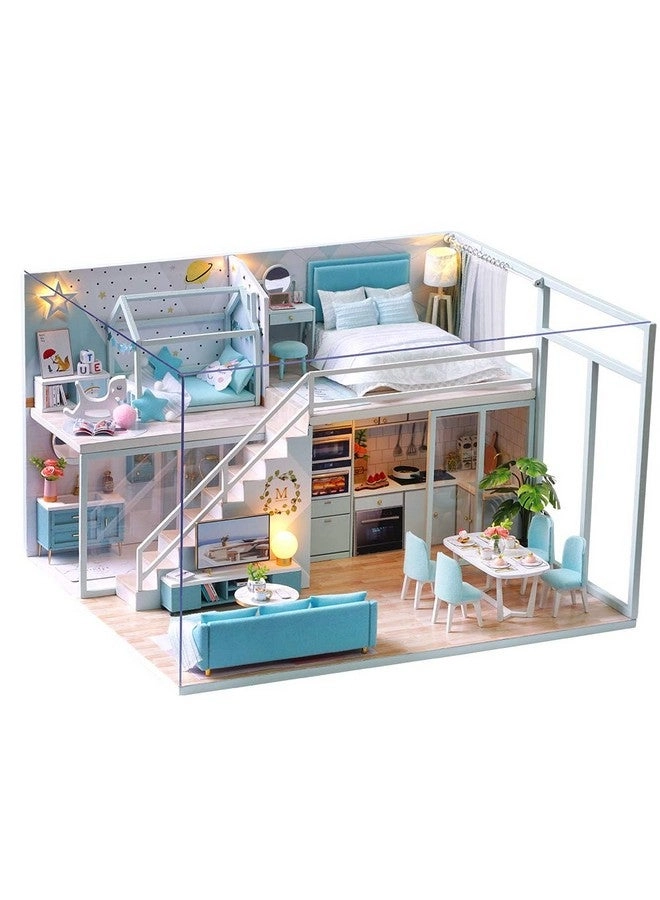 Fsolis DIY Dollhouse Miniature Kit - 3D Wooden with Furniture