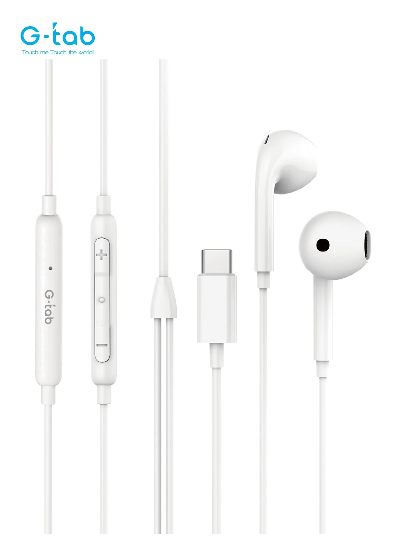 G-Tab Wired Earphones for USB-C devices - 1.2m Microphone Volume Control