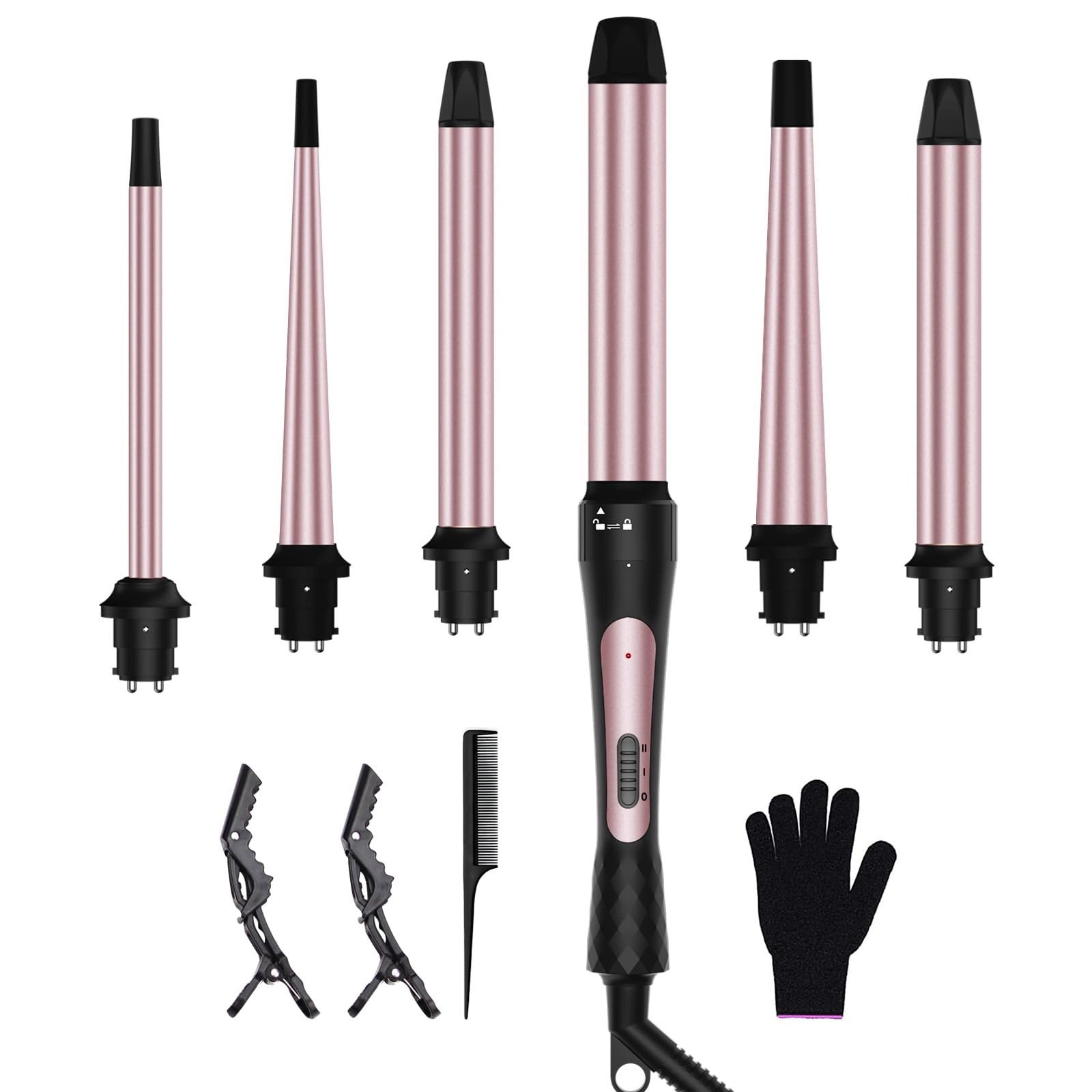 6 in 1 Curling Iron - 0.35"-0.75"-1"-1"-1.25"-1.5"