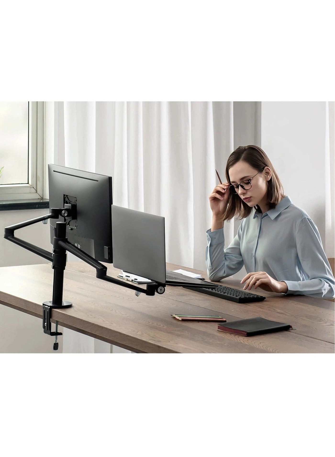 Laptop Monitor Mount - Dual Arm 17 to 32 Inch 100x100mm / 75x75mm