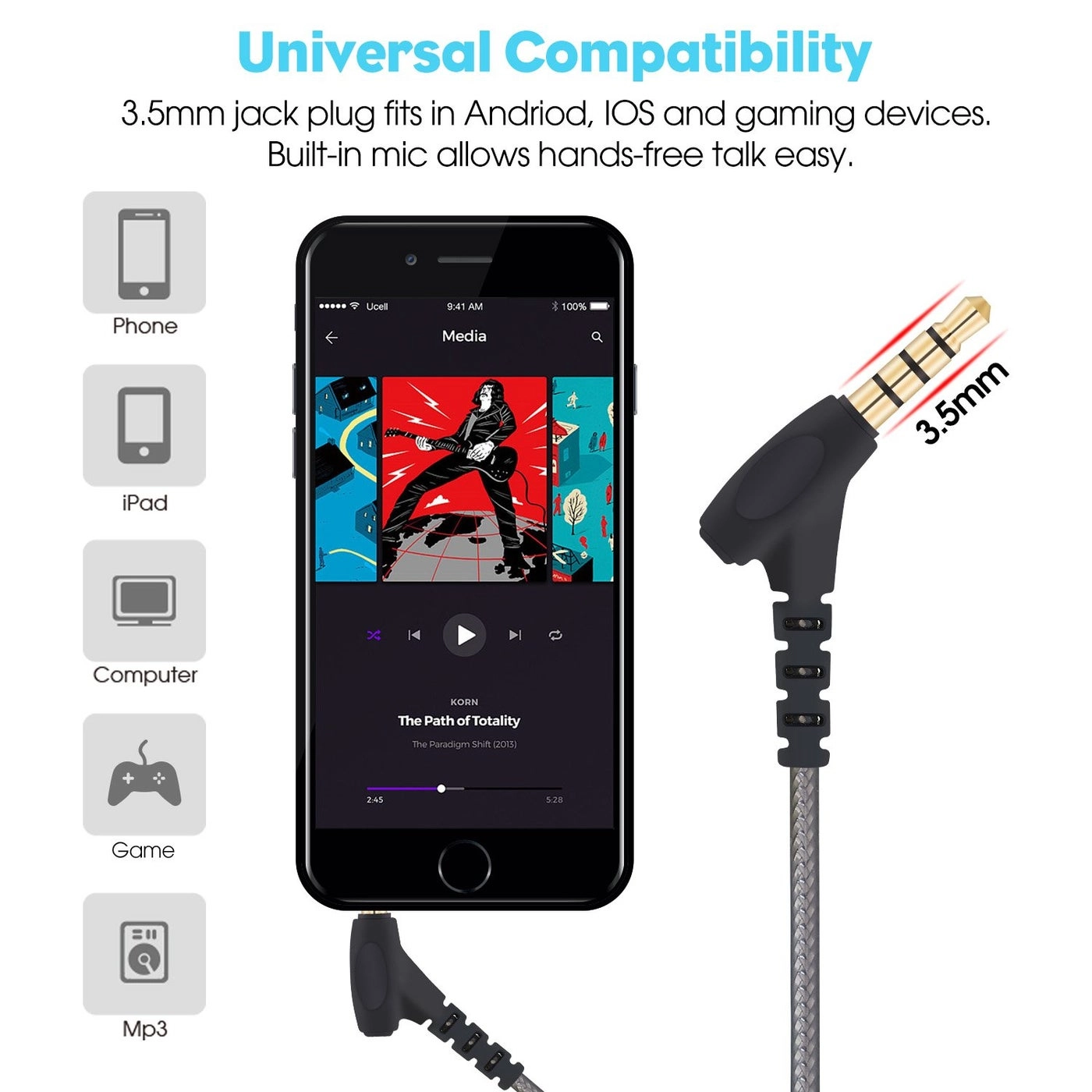 Noise Cancelling Headphones Wired Earbud