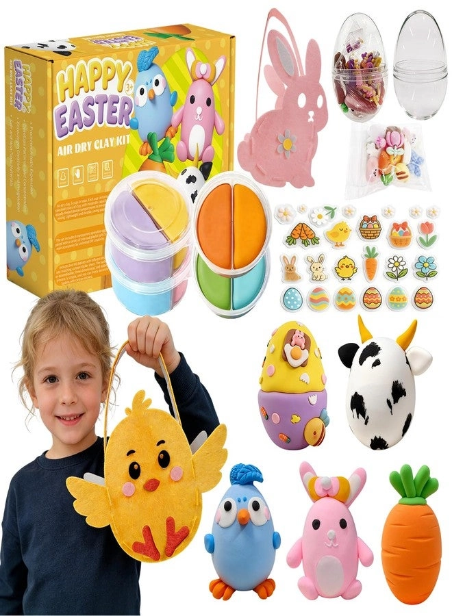 Xoprmey Eatser Crafts Kit - Air Dry Clay Easter Eggs Pack 8pcs.