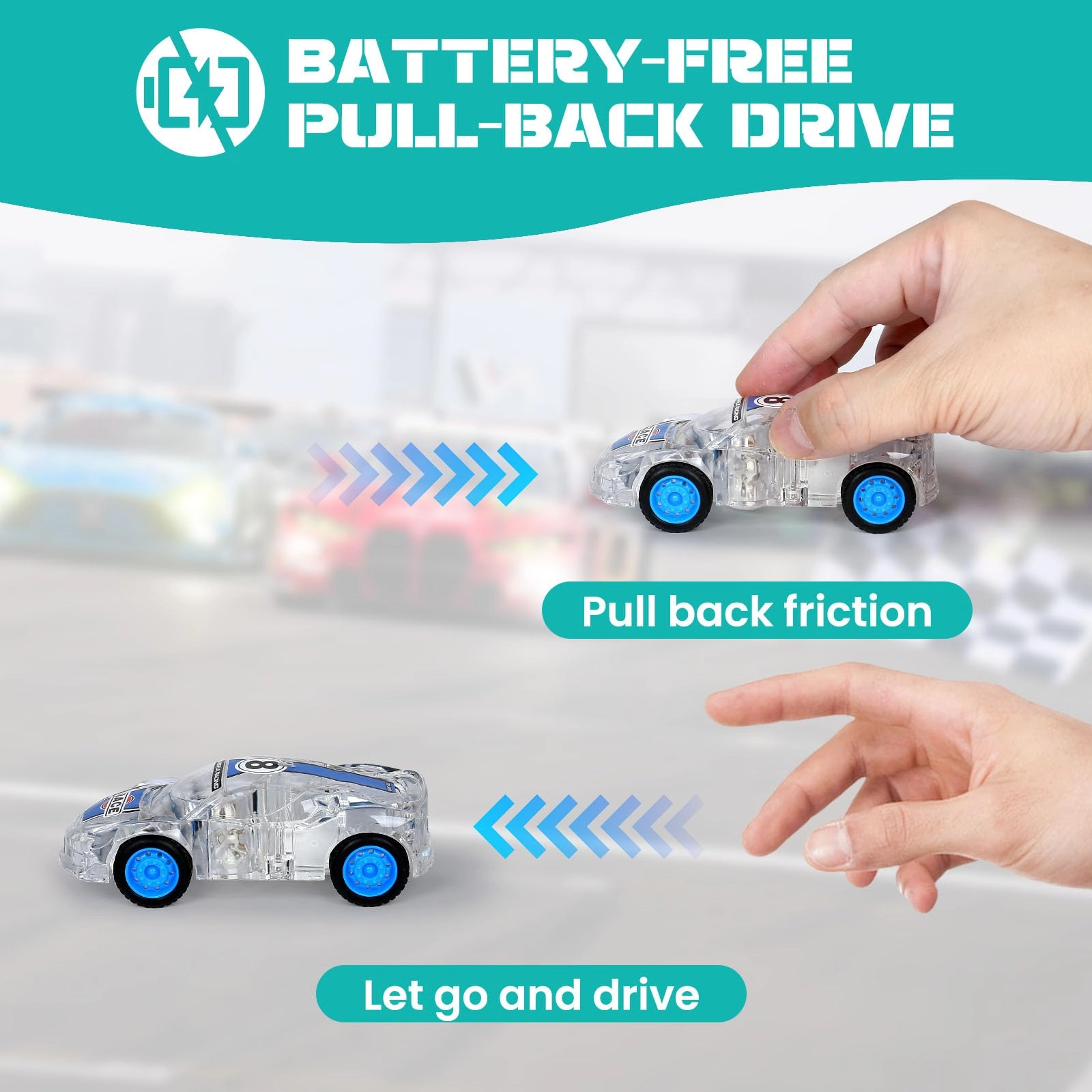 LED Light Up Pull Back Car - 2 pcs