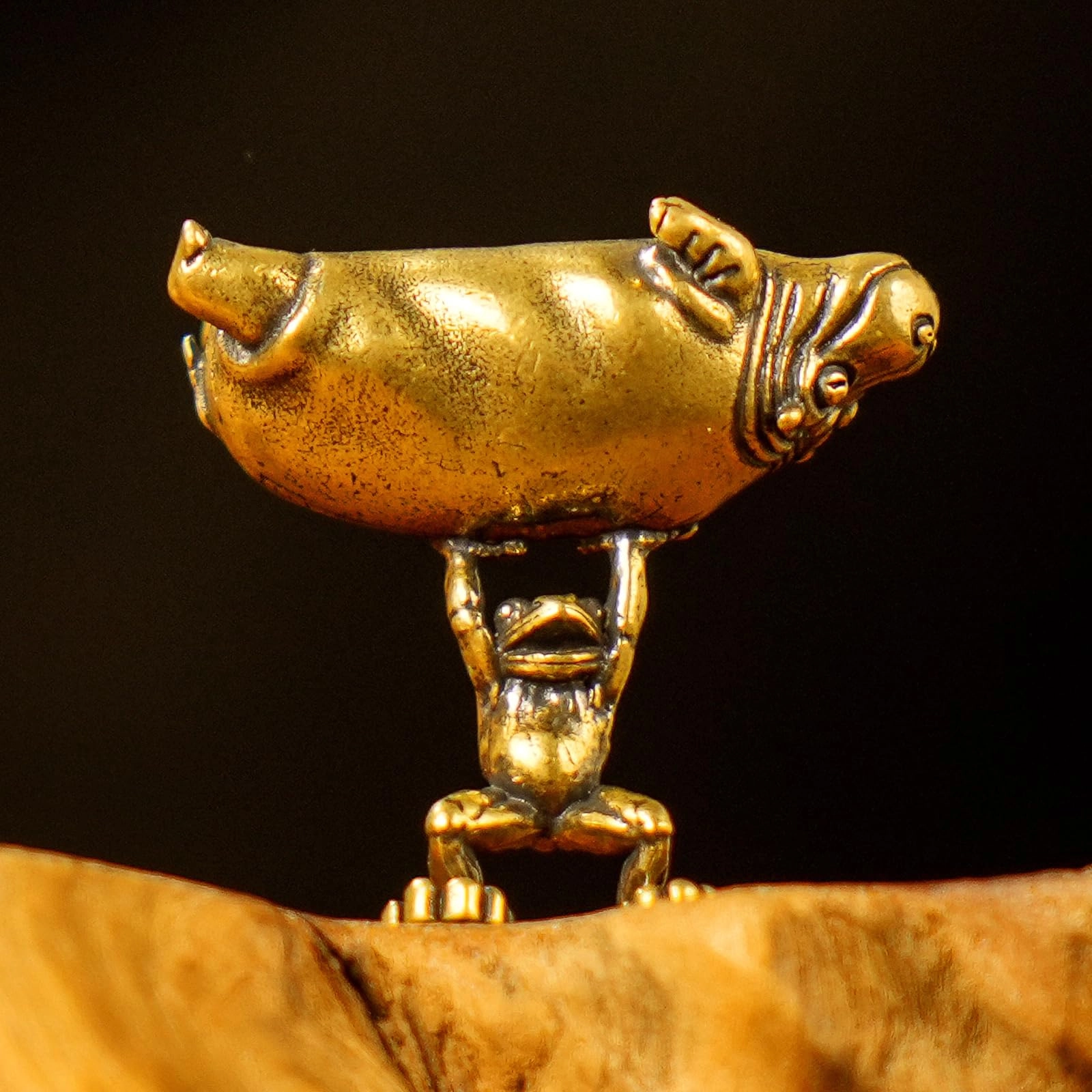 chovy Frog & Hippo Sculpture - Brass