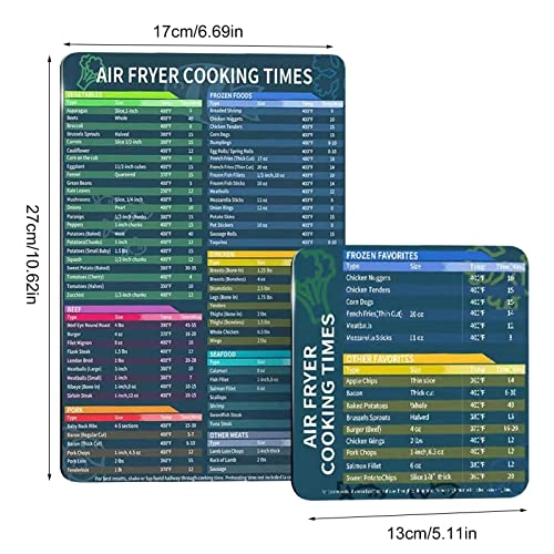 Air Fryer Magnetic Cheat Sheet - durable magnetic materials 2 Magnet Sheets