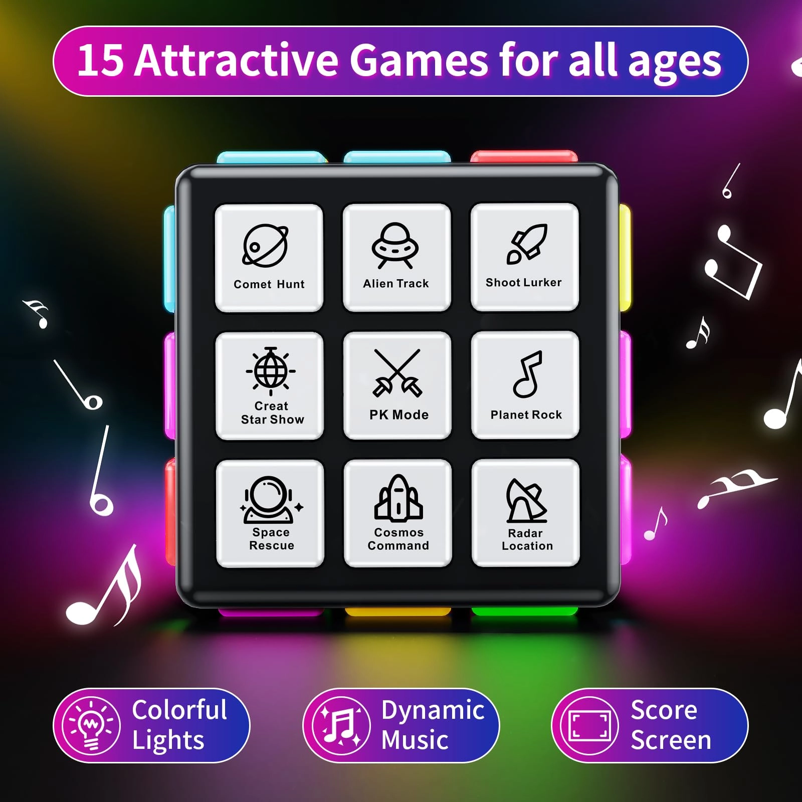 Puzzle Cube - 15-in-1 Score Screen Black