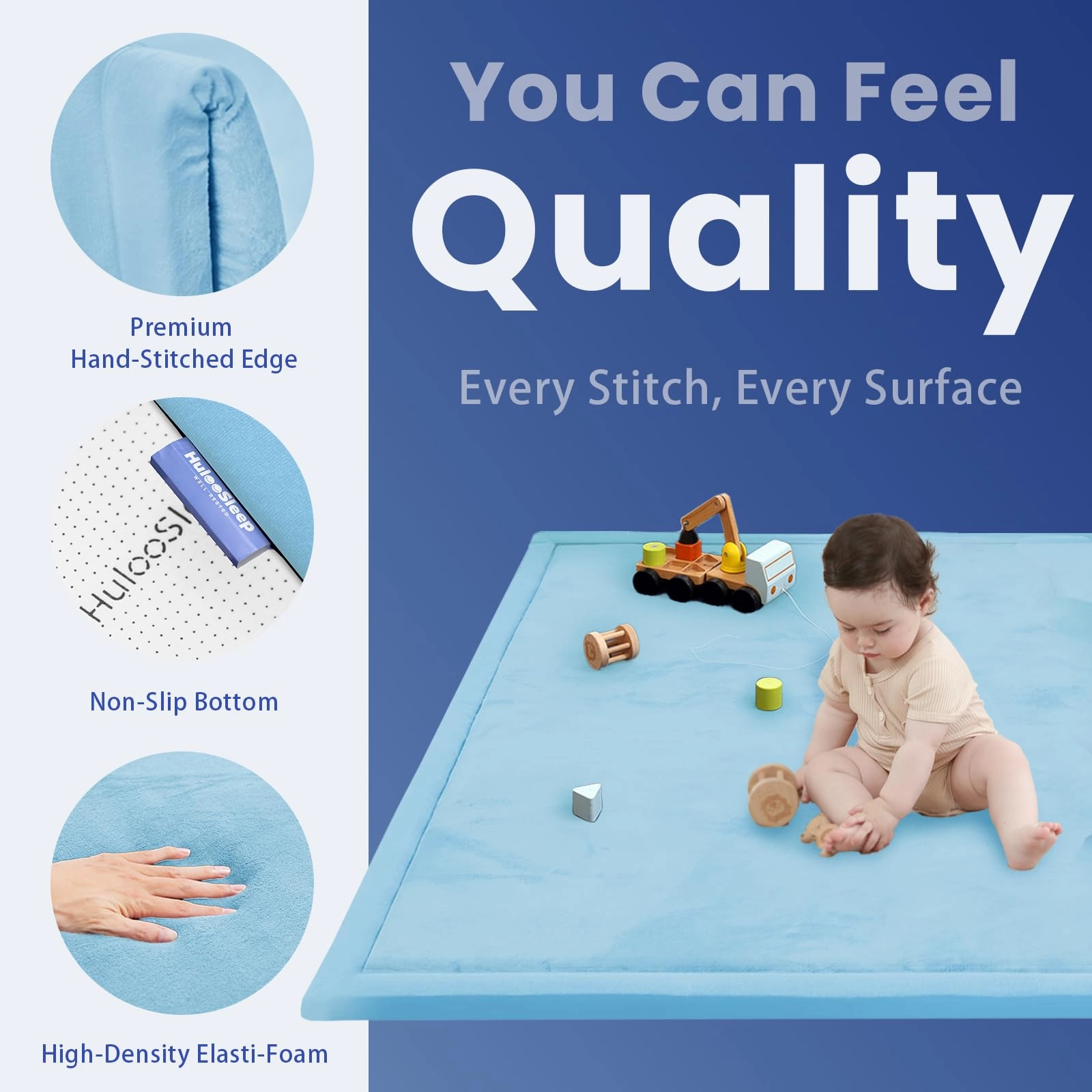 Baby Activity Play Mat - 79"x118" 1.3" Thick Cream