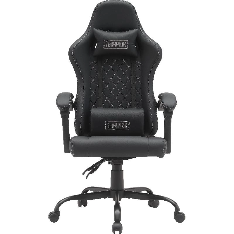Ergonomic Highback Gaming Chair - Black/Red PU Leather Adjustable Height