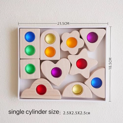 Wooden Colorful Acrylic Cylindrical Blocks Set - 36 months - 17 years 22 pieces