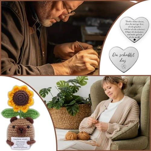 Capybara Positive Sunflower 14 cm Knitted - Pocket Hug Lucky Charm